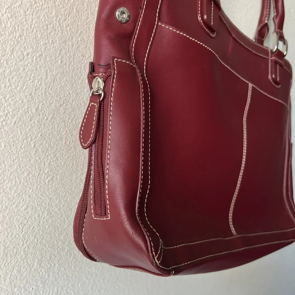 Frank Covey Leather Briefcase Messenger Bag Office Laptop Satchel Shoulder Red